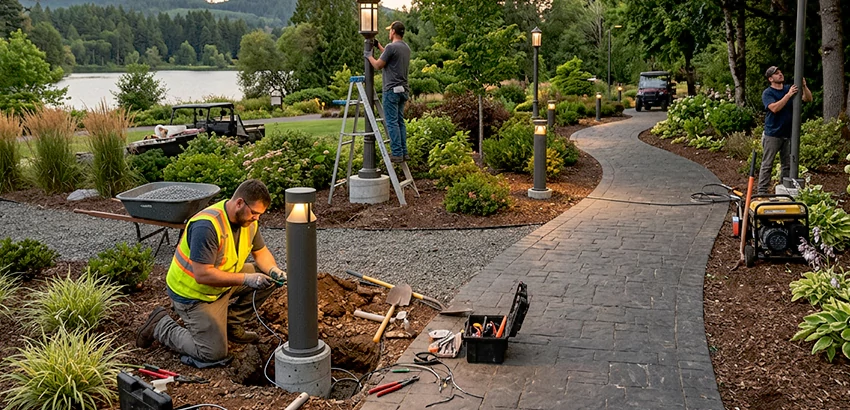 Landscape Post, Pole, and Bollard Lighting Installation in Auburn